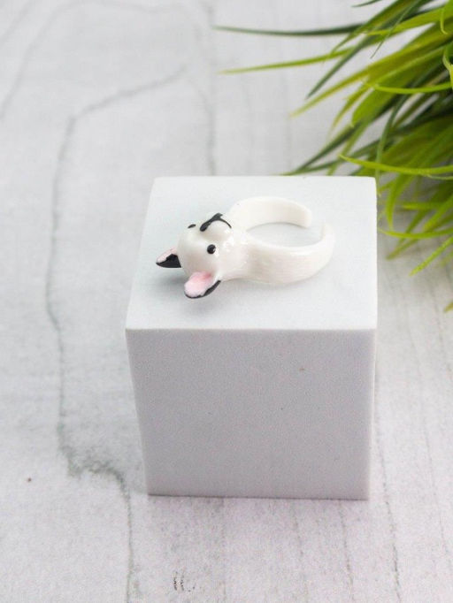 Кольцо акриловое GIRLY "Dog", white (d=1,7 см)