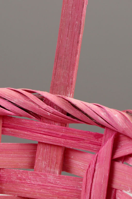 Цена за 2 шт. Корзина плетёная для хранения, 13×13×9.5 см, ручка h=21 см, бамбук, светло - розовая, Greengo