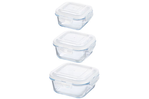 Набор 3 квадратных контейнеров 300 мл, 500 мл, 800 мл с пластик. крышк. с защел., с сил.уплотн - Elan gallery фото 14