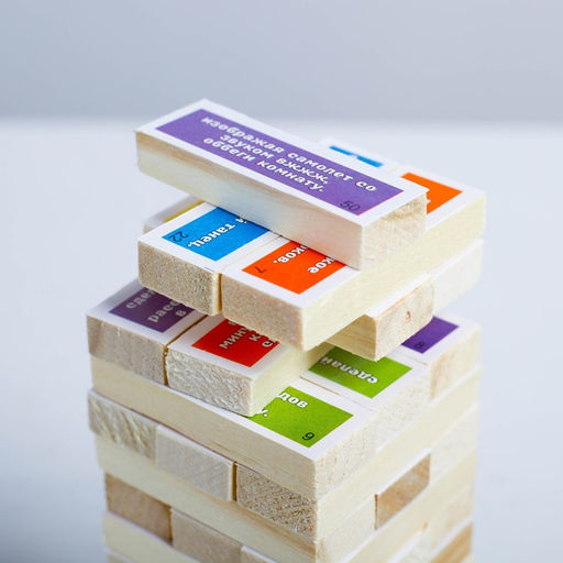 Падающая башня дженга, настольная игра «Фанты», с заданиями, 54 бруска, 18.5×6.5 см