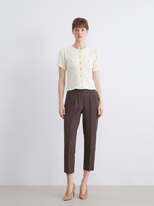 Bisiklet Yaka Dokulu Bluz