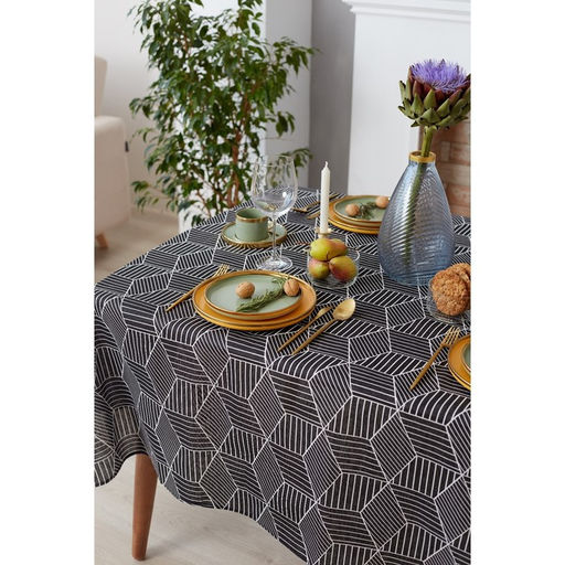 Скатерть Доляна 145х145см, Тренд цв.черный, 100%пэ, рогожка 200 гр/м  фото 4