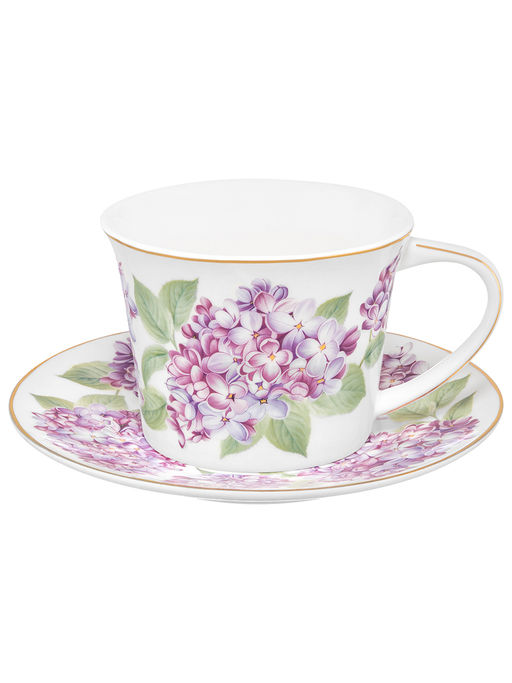 Чайная пара 2 пр. 250 мл 12,5*9,5*7 см "Сирень" фарфор NEW BONE CHINA