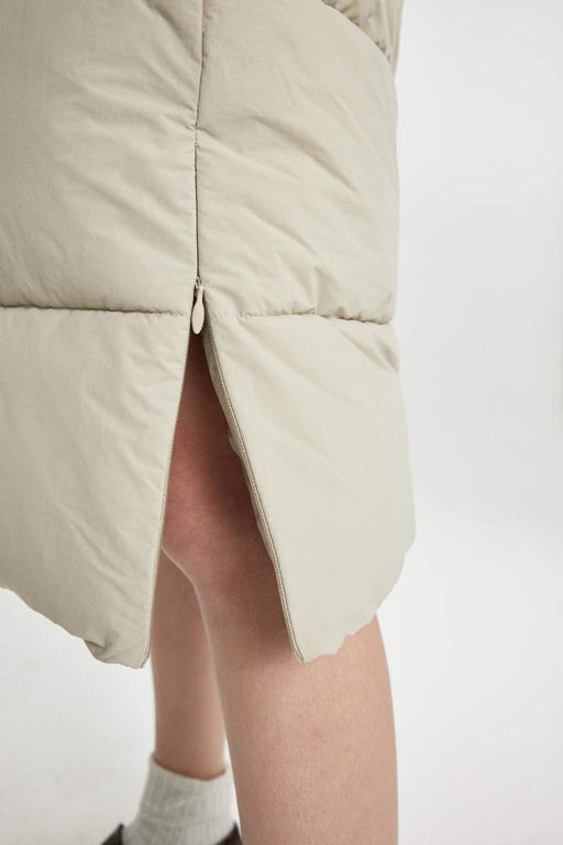 Длинное пальто-парка стандартного кроя из водоотталкивающей ткани с капюшоном - Defacto фото 9