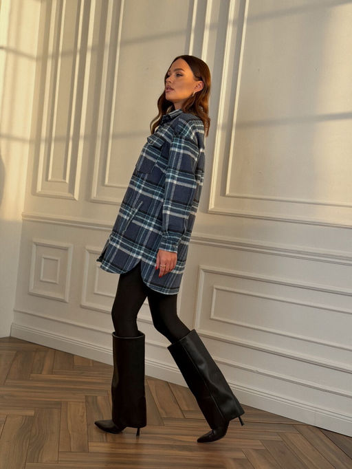 Рубашка DilanaVIP 2127 голубая клетка