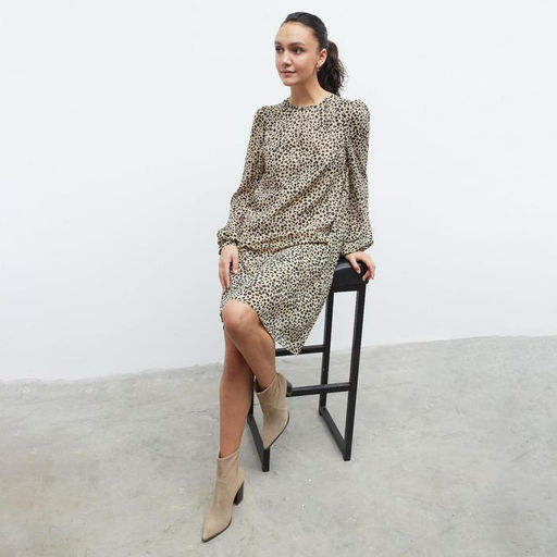 Платье женское короткое MINAKU: Green trend, бежевое, размер 42