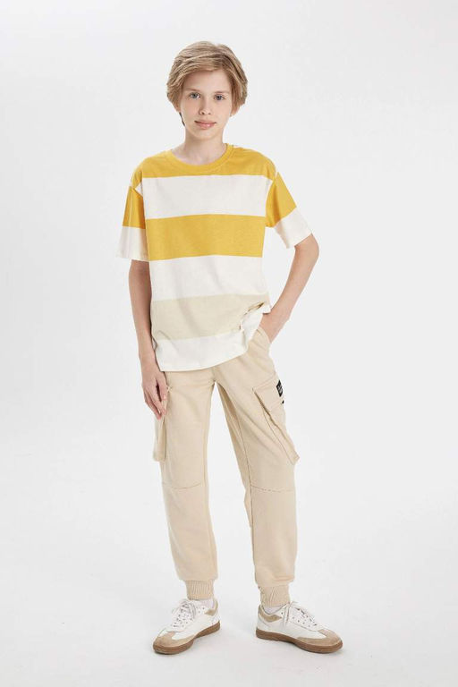 Полосатая футболка с короткими рукавами для мальчиков с круглым вырезом - Defacto фото 8