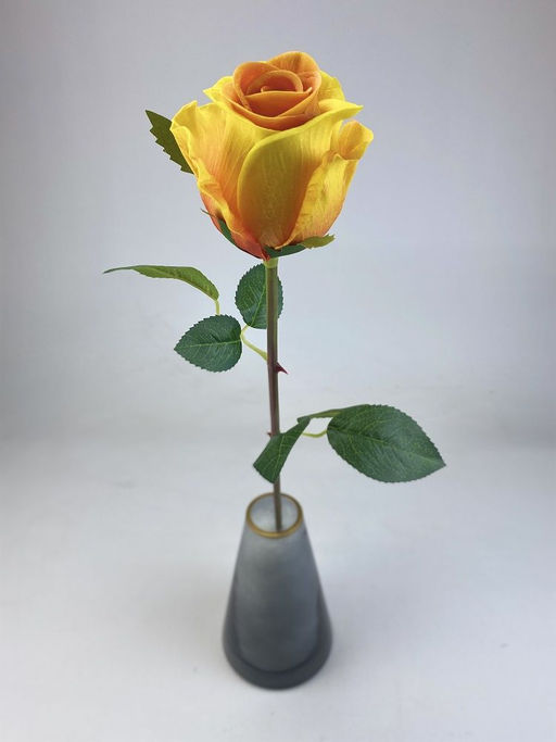 Роза силиконовая ароматизированная 55см, цвет оранжевый