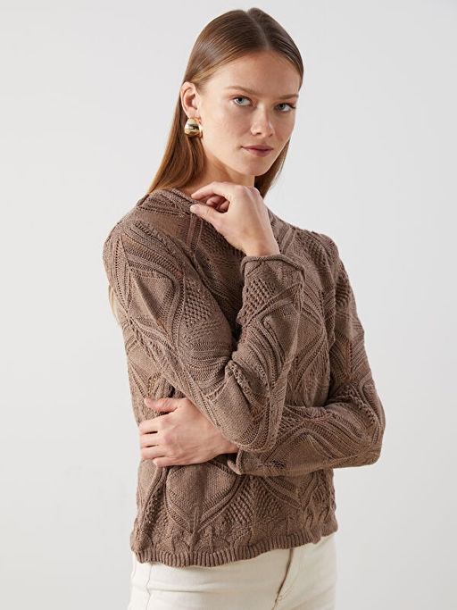 Bisiklet Yaka Ajurlu Kad?n Triko Kazak