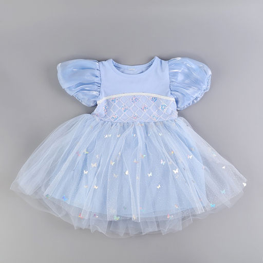 Карнавальный костюм «Снежинка»: ободок, платье голубое, рост 104-110 см