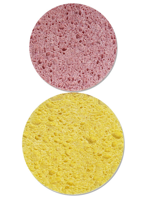 TF СТТ55 Спонж косметический круглый для умывания из натурального материала Бежевый/Розовый (2 шт.)