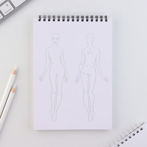 Скетчбук с шаблоном фигуры А5, 40 л Девушка в черном - Artfox фото 2