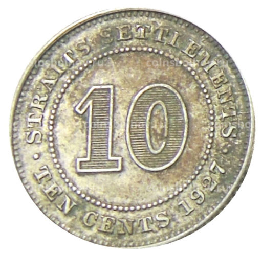 10 центов 1927 года Стрейтс Сетлментс