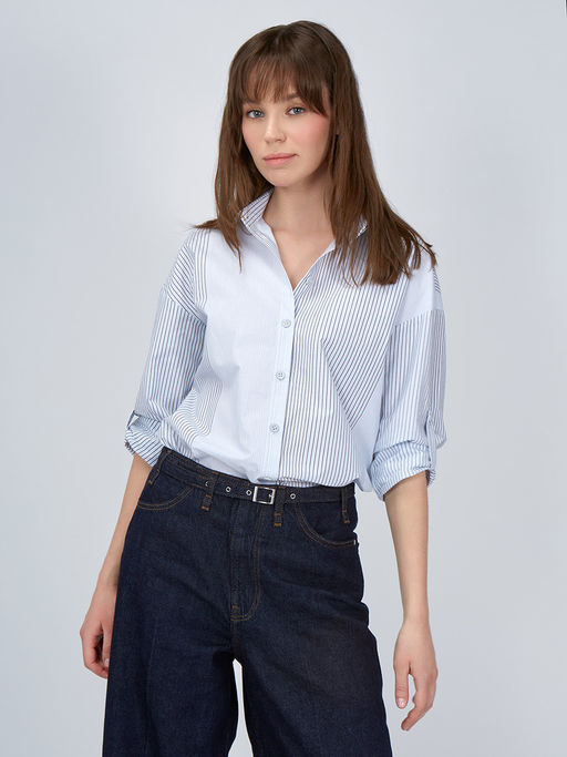 Рубашка полоса OD-918-1 серо-голубая - Tantino фото 16