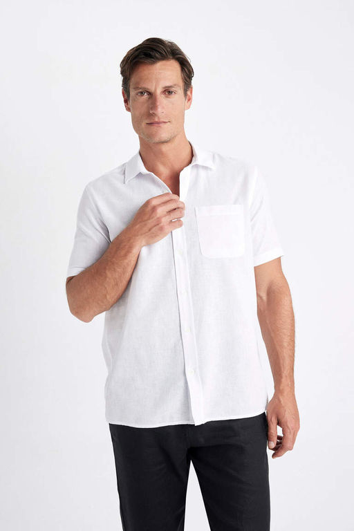 Рубашка стандартного кроя с воротником поло и короткими рукавами - Defacto фото 3