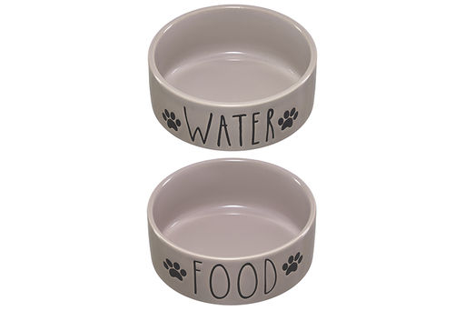Набор 2 мисок для домашних питомцев 450 мл 28*14,5*6,5 см, с бамбуковой подставкой, серая