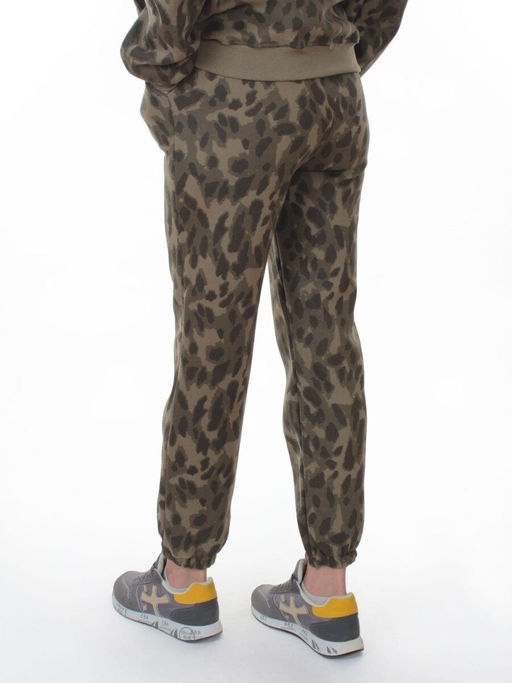 869-3 GREEN/LEOPARD Костюм спортивный зимний женский (95% хлопок, 5% полиэстер)