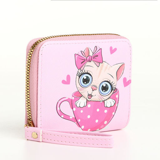 Кошелёк детский «Кошечка», на молнии, розовый