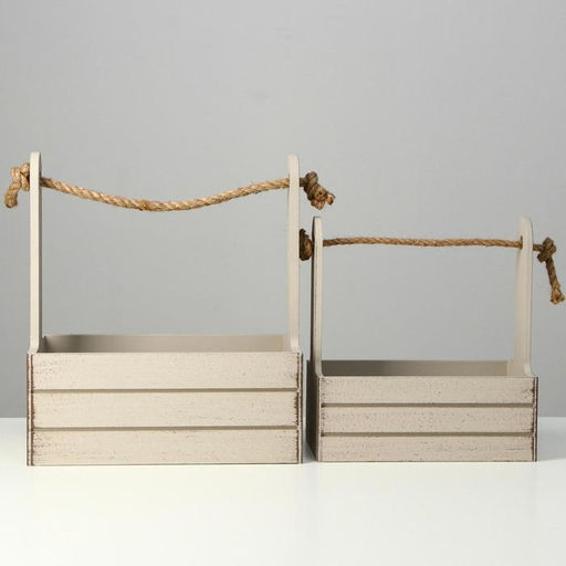 Набор кашпо деревянных 2 в 1 (25.51530; 201223) Прованс, светло-серый - Дарим красиво фото 4