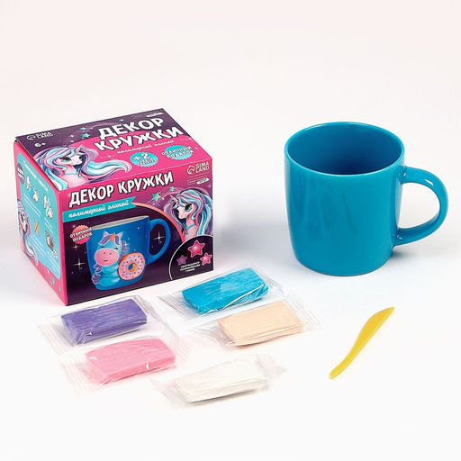 Декор кружки полимерной глиной Единорог и пончик, набор для творчества
