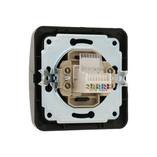 Розетка компьютерная Luazon Lighting «Орион», скрытая, IP20, одноместная, чёрная