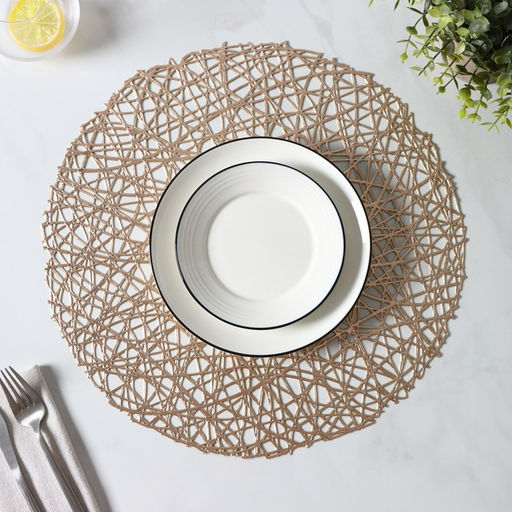 Набор салфеток сервировочных на стол Доляна Паутинка, d=38 см, 4 шт, цвет золотой  фото 11