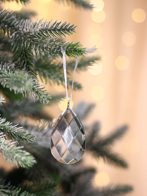 Цена за 4 шт. Ёлочная игрушка «Зимнее волшебство. Льдинка» капелька, 6×4 см, прозрачный