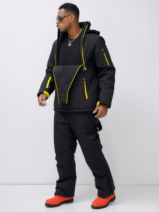 Горнолыжный костюм анорак мужской зимний черного цвета 389Ch - Leifensh фото 12