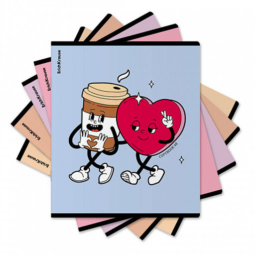 АКЦИЯ Цена за 5 шт. Тетрадь общая ученическая ErichKrause Yummy, 48 листов, клетка, матовая ламинация+выборочный УФ-лак_MIX-PACK