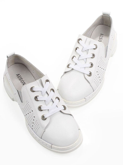 03-YB13-2 WHITE Полуботинки летние женские (натуральная кожа)