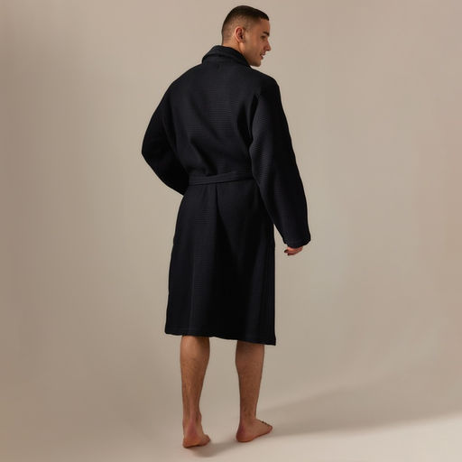 Халат вафельный мужской SL HOME: Basic «Дарк Маре», размер S, хлопок 100%, чёрный