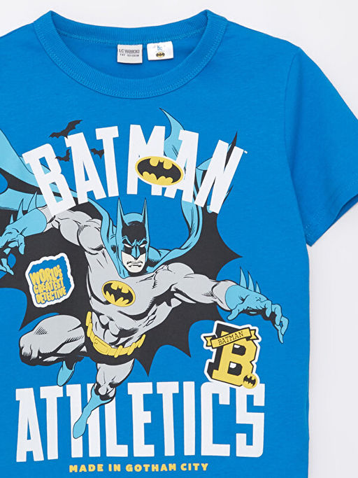 Bisiklet Yaka Batman Bask?l? K?sa Kollu Erkek ?ocuk Ti??rt - Waikiki фото 3