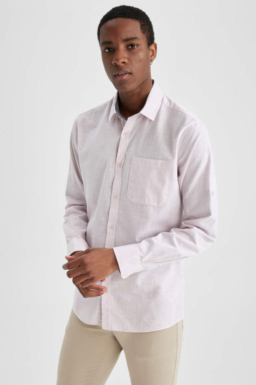 Рубашка приталенного кроя с длинным рукавом из льна - Defacto фото 3