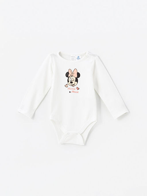 Bisiklet Yaka Uzun Kollu Minnie Mouse Bask?l? K?z Bebek ??t??tl? Body ve Pantolon 2li Tak?m - Waikiki фото 2