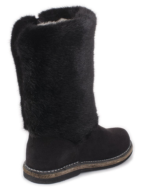 Унты женские на войлочной подошве., Черные. Мех "норка" черная.