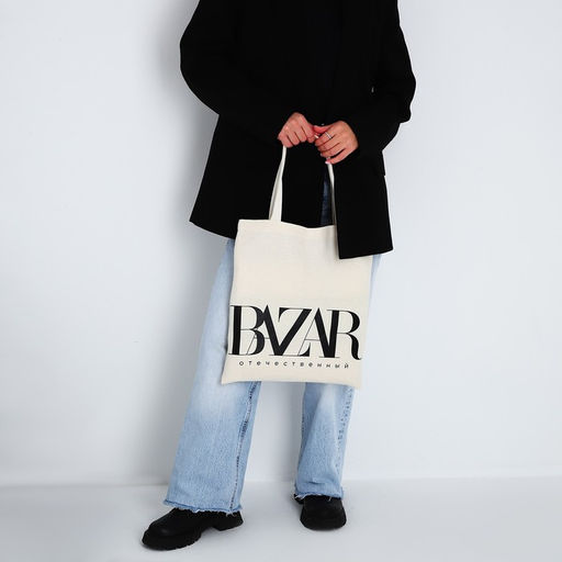 Сумка-шопер Bazar без молнии, без подкладки, цвет бежевый - Nazamok фото 2