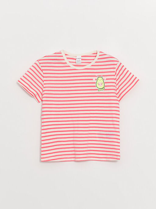 Bisiklet Yaka K?sa Kollu ?izgili K?z Bebek Ti??rt - Waikiki фото 3