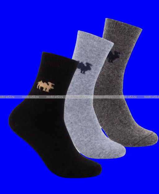 Цена за 12 пар. Береза термоноски мужские верблюжья шерсть внутри махра арт. В-34 41-47 (фактически 39-43)