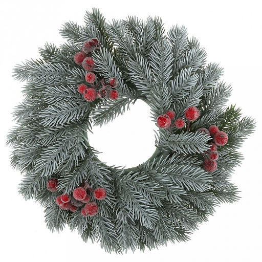 Декоративный венок "Елка с ягодой" д29см, пластик, зеленый патина (Россия)