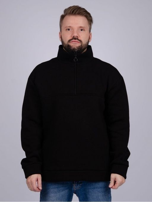 Свитшот СМ-3 черный, футер начес - Малина фото 3