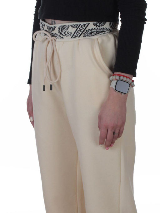 2611 LT. BEIGE Штаны утепленные спортивные женские (85% хлопок, 10% полиэстер, 5% спандекс)