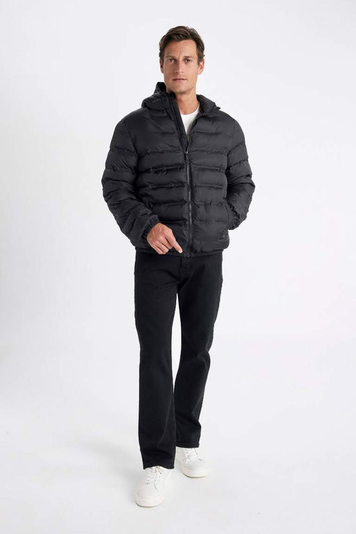 Облегающее водоотталкивающее пальто с капюшоном - Defacto фото 2