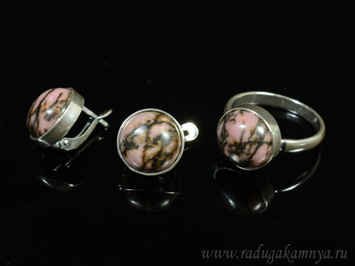 Кольцо Серьги с родонитом размер 18