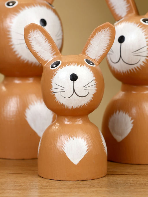 Набор сувенирный Зайки, h=15 см, h=13 см, h=10.5 см, дерево, коричневый