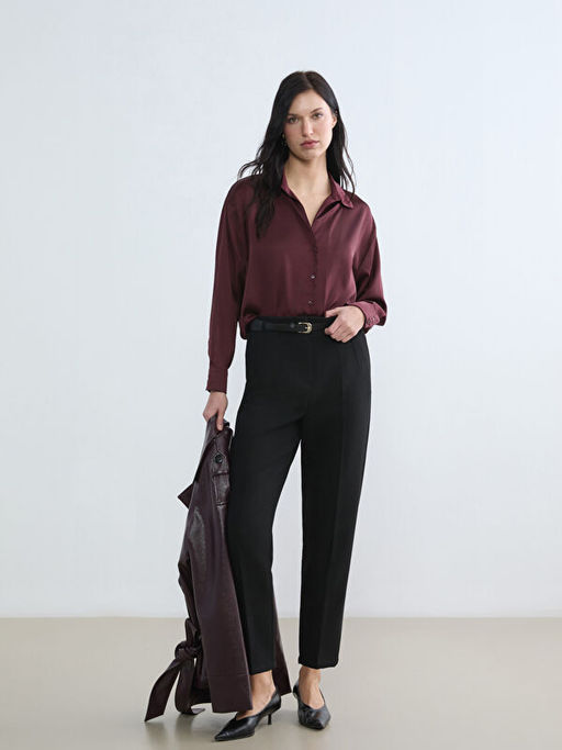 Beli Kemerli Kad?n Cigarette Kuma? Pantolon