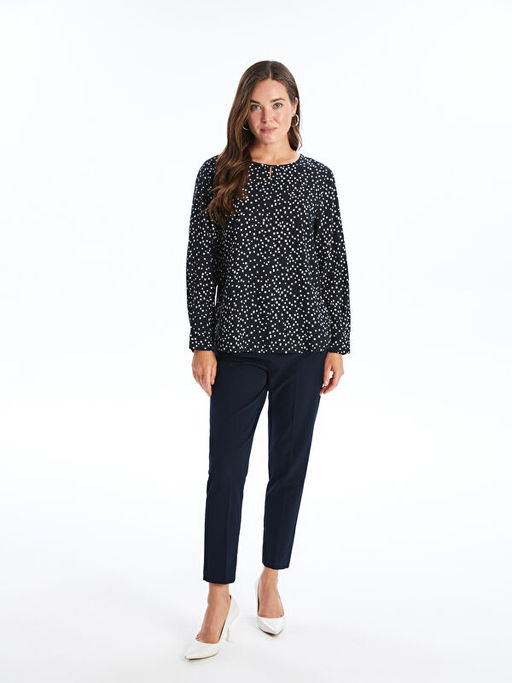 Bisiklet Yaka Desenli Kad?n Bluz