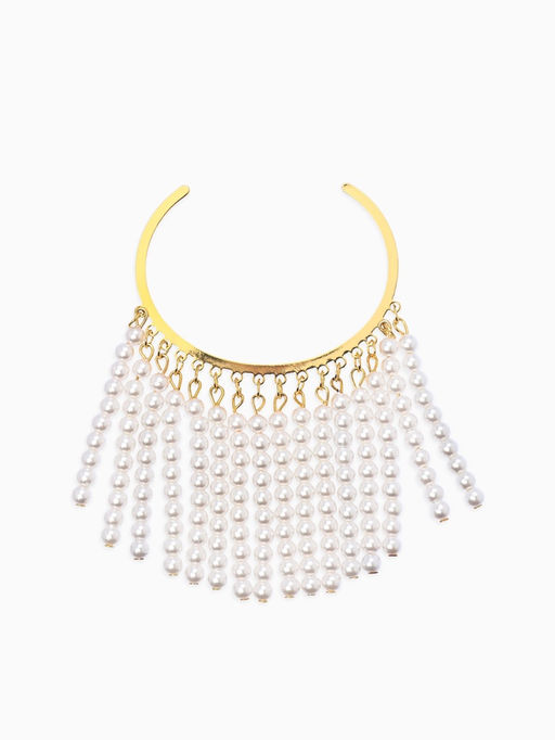 Браслет жемчужный "Кольцо", цвет белый в золоте, бусина 6