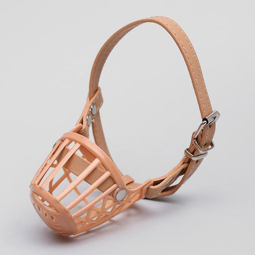 Намордник пластиковый №2 с ошейником из эко кожи ОМ 20 см ДН 6 см ОШ 35-47 см - Пижон фото 5