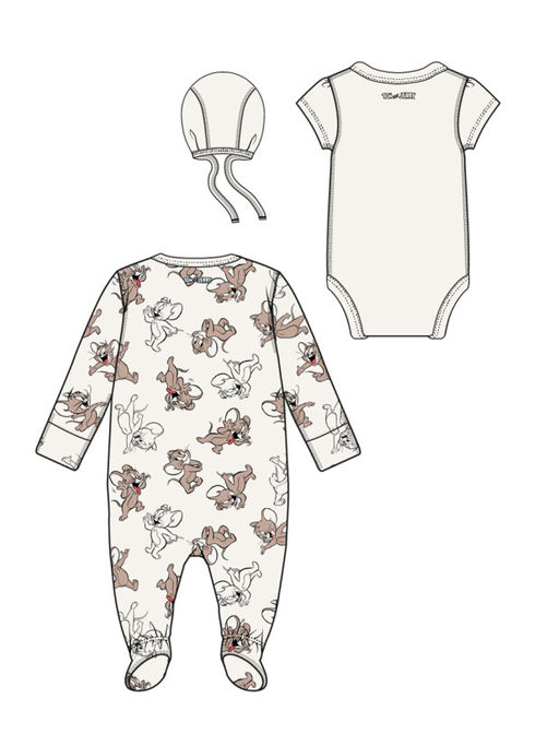 PlayToday / Комплект для девочки: боди, комбинезон, нагрудник, чепчик