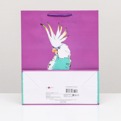 Пакет подарочный Крутой попугай 26 х 32 х 12 см - Simaland фото 2